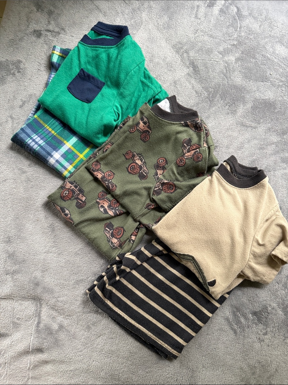 Carter's Green Plaid and Olive Truck Kids Pajama Set